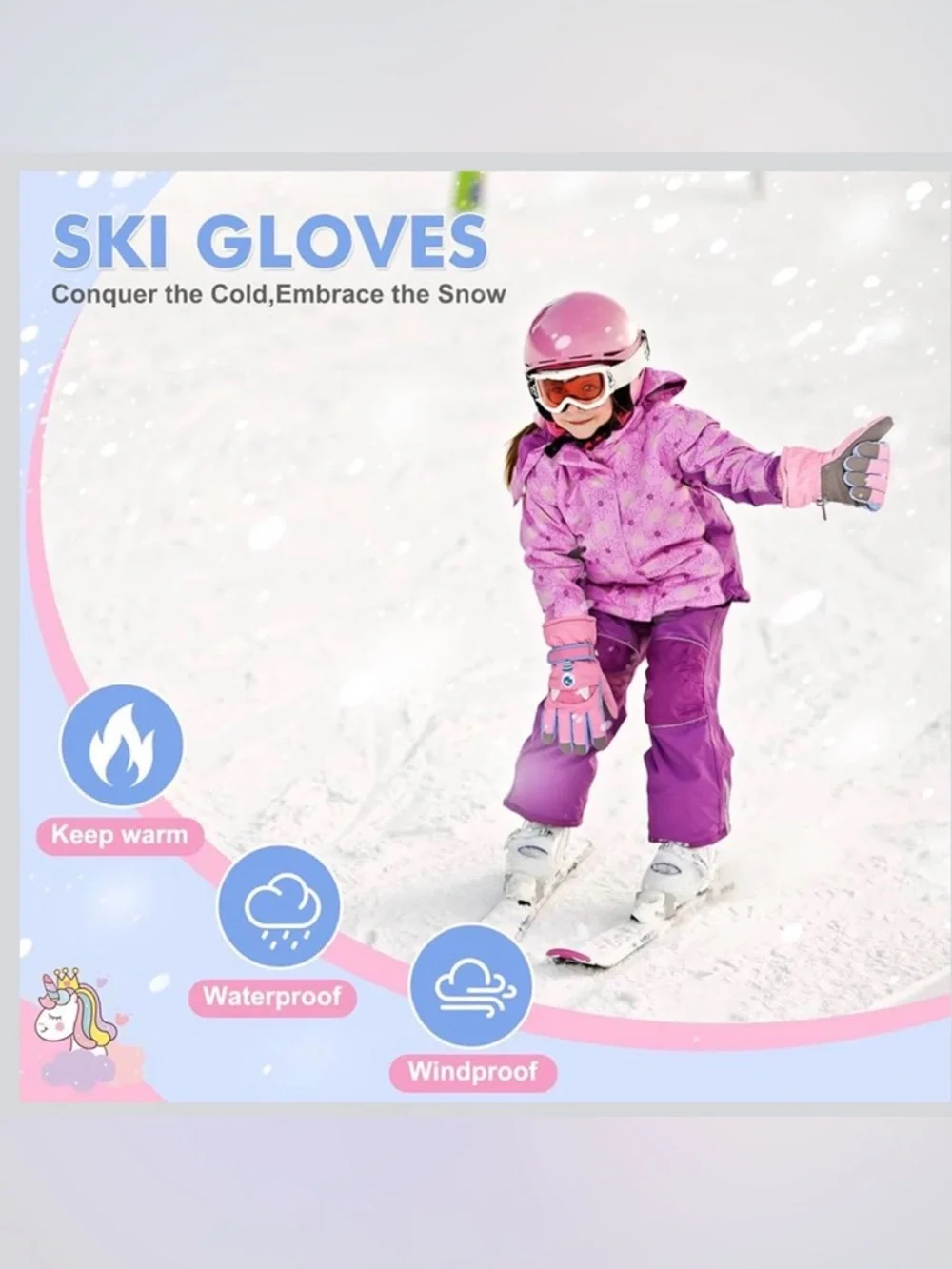 Kids Pink Winter Gloves - recommended for ages 5-8 - New